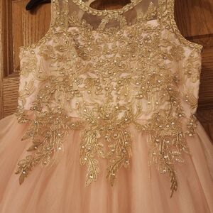 Elegant Gold and Pink Kids Dress